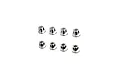 Studio product shot of eight small silver metal flanged bushings arranged in two rows on a white background.