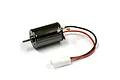 Kyosho Le Mans DM20BB brushed electric RC motor in gunmetal finish with attached black and red wires and white connector.
