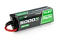 On-It RC 14.8V 5000mAh 100C 4S hard case LiPo battery pack with black and green label and power wires extending from one end.