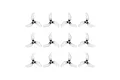 Set of twelve clear grey 3-blade RC drone propellers arranged in a 4x3 grid against a plain white background.