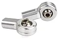 Two silver aluminium RC suspension arm ball ends with metal ball joints, shown against a white background.