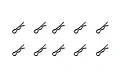 Ten black metal R-clips for RC car bodies arranged in two rows of five on a white background.