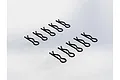Ten black metal body clips for RC car shells arranged in two rows on a light grey background.
