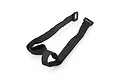 Two black ARRMA hook and loop battery straps with plastic buckles on a white background.