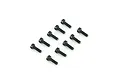 A set of ten black metal cap head screws arranged in a staggered pattern against a plain white background.