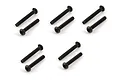Ten black button head screws arranged in five pairs on a white background.