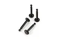 Four black metal shock mount pins for ARRMA RC vehicles, arranged on a white background.