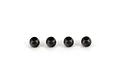 Four small black metal pivot balls for RC car suspension linkages arranged in a horizontal row on a white background.