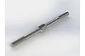 A silver metal turnbuckle with threaded ends and a central hexagonal adjustment section, isolated on a white background.