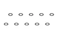 Ten small, circular silver-coloured steel washers arranged in two rows of five against a white background.