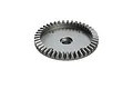 A grey metal 43T differential gear for an RC vehicle, shown from a high-angle perspective against a white background.