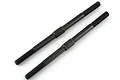 Two black metal ARRMA turnbuckles with threaded ends and a central hexagonal adjustment section, isolated on a white background.