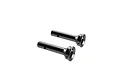 Two ARRMA CVD axle shafts made of dark grey metal, shown from an angle against a white background.