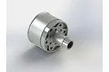 A silver-coloured metal differential case for an ARRMA RC vehicle, shown from a side-angle perspective against a plain white background.