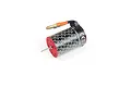 ARRMA BLX brushless motor with a black patterned casing, red end caps, and gold-plated bullet connectors on a white background.