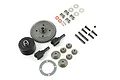 ARRMA Centre Differential Set components including a large spur gear, differential housing, internal gears, drive cups, screws, and washers on a white background.