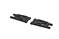 Two black plastic rear lower suspension arms for an ARRMA RC vehicle, shown from an elevated angle on a white background.