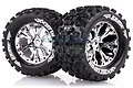 Louise 2.8" MT-Uphill Tyres on Chrome Spoke Rims - Glued Truck Wheels w/ Foam 2Pcs L-T3204C