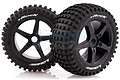 Louise 3.8" T-Rock Tyres on Black Spoke Rims - Glued Truggy Wheels w/ Foam 2Pcs L-T3251B