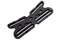 A black plastic starter box plate for HSP RC cars, featuring multiple mounting slots and screw holes, isolated on a white background.