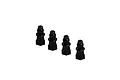 Four black ARRMA 6mm shock pivot balls arranged in a row against a white background.