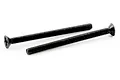 Two black metal countersunk head screws with Phillips drive heads, shown against a white background.