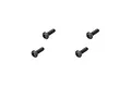 Four black button head screws with hex drive sockets arranged on a white background.