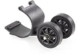 A black plastic RC wheelie bar assembly with two wheels, designed for HSP 2WD RC vehicles.