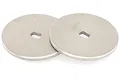 Two circular silver-coloured metal slipper clutch plates with a central D-shaped hole, shown against a white background.