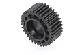 A black plastic 34T 48dp idler gear for an RC car drivetrain, shown from an angled perspective against a white background.