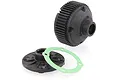HSP RC differential case set including a black plastic gear housing, a matching cover plate, and a thin green gasket seal.