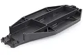 A black plastic main chassis tub for an HSP Storm RC car, viewed from a high angle against a white background.