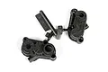 Axial 2-Speed Transfer Case Set parts on a plastic sprue, showing black molded plastic gearbox housing components.