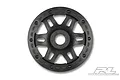 A single black Pro-Line Split 6 beadlock rim for RC short course trucks, viewed from the front against a white background.