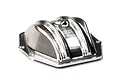 A silver-coloured aluminium differential cover for an RC vehicle, featuring a ribbed design and mounting holes.