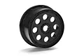 A single black Outlaw RC wheel rim for HPI Baja 5T/5SC, shown from a three-quarter angle against a white background.