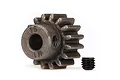 A Traxxas 16-tooth 1Mod steel pinion gear with a set screw, shown against a plain white background.
