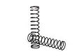 Two black metal coil springs for Traxxas GTX shocks, one standing upright and one lying horizontally on a white background.