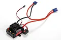 Dynamite Fuze 6S 160A waterproof brushless ESC with cooling fan, wiring, and blue connectors on a white background.