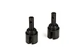 Two black metal differential outdrive cups for Losi RC vehicles, shown against a white background.