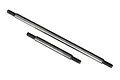 Two steel steering link rods of different lengths with threaded ends, isolated on a white background.