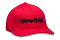 A red Traxxas Flexfit baseball cap with a black embroidered Traxxas logo on the front, shown against a white background.