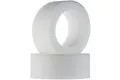Two white foam tyre inserts for RC cars stacked vertically against a white background.