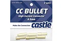 Castle Creations 6.5mm bullet connectors in retail packaging, showing three sets of gold-colored metal connectors.