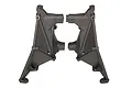 A pair of grey plastic front shock tower halves for a Traxxas X-Maxx RC truck, shown against a plain white background.
