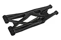 A black plastic lower suspension arm for a Traxxas X-Maxx RC car, shown from an angled perspective against a white background.