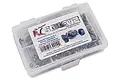 RC Screwz stainless steel screw kit for Arrma Fazon 6S BLX in a clear plastic storage box with a product label.