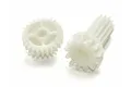 Two white plastic gears for the Xinlehong Challenger 9115 RC car, shown against a plain white background.
