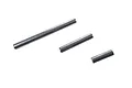 Three metal gearbox shafts of varying lengths arranged diagonally on a white background.