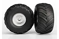 Traxxas 2.8" Terra Groove Tyres on Satin chrome Rims - Glued Wheels 2Pcs 3665
